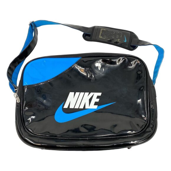 Nike Black Blue Zip Messenger Travel Bag | Good Condition - Picture 1 of 8